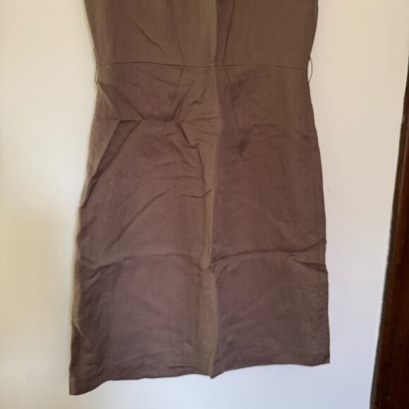Linen Blend Antonio Melani Taupe Sleeveless Knee Length Dress - Picture 7 of 10